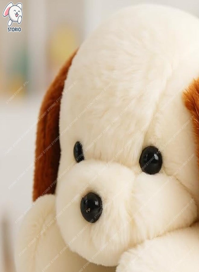 Storio Soft Plush Lying White Puppy Stuffed Animal | Kids Animal Home Decor for Boys & Girls Soft Dog Plush Toy - 25cm - Image 2